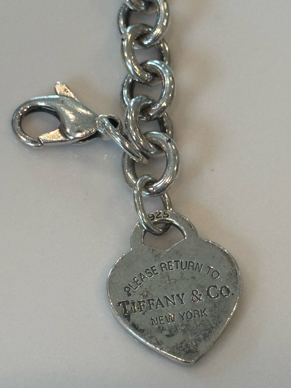 Return to Tiffany Heart Tag Charm Bracelet Sterling Silver w/ Box, Pouch + Cloth - Picture 5 of 16
